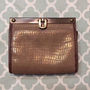 Fossil Croc Embossed Shimmer Leather Mini Kisslock Wallet